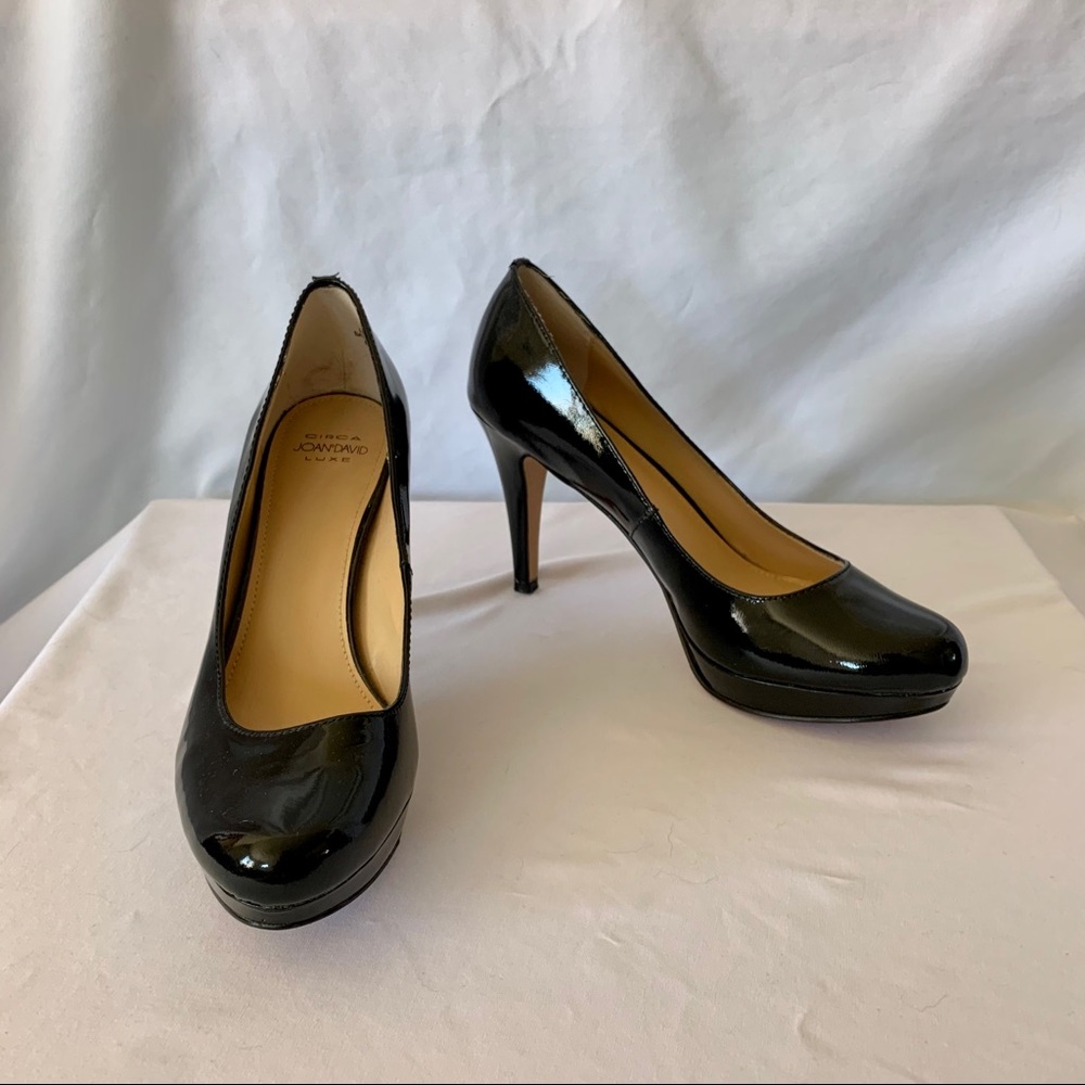 Joan & David Black Patent Pumps